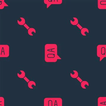 Set Wrench spanner and Question and Answer on seamless pattern. Vector Stock Illustration