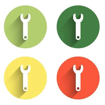 Set Wrench spanner icon isolated with long shadow background. Color circle .. Stock Illustration