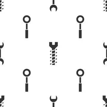 Set Wrench spanner, Metallic screw and Wrench spanner on seamless pattern Stock Illustration