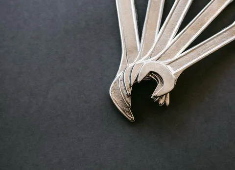 Set of wrenches of different sizes on each other Stock Photos