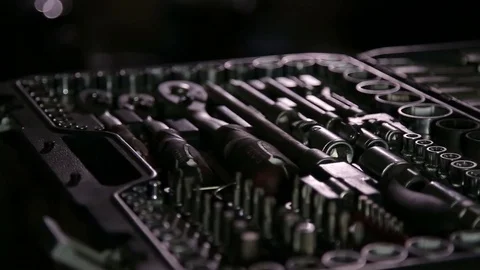Set of wrenches in garage Stock Footage 82981775