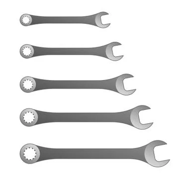 A set of wrenches. Illustrazione stock