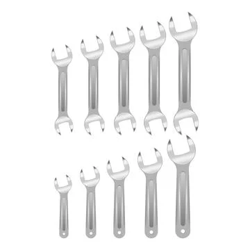 Set of wrenches isolated on white background, vector illustration Stock Illustration