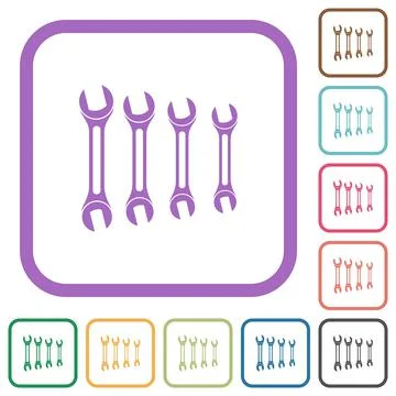 Set of wrenches simple icons Stock Illustration