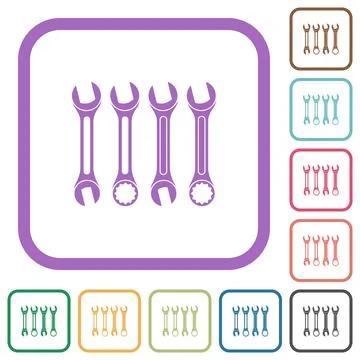 Set of wrenches simple icons Stock Illustration