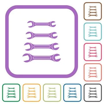 Set of wrenches simple icons Stock Illustration