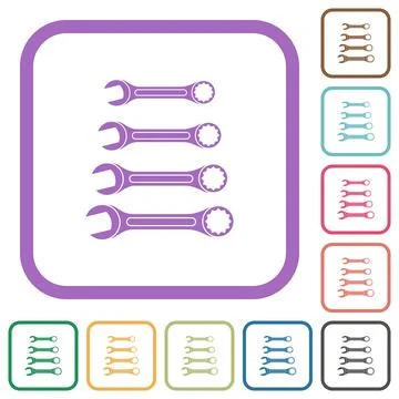Set of wrenches simple icons Stock Illustration
