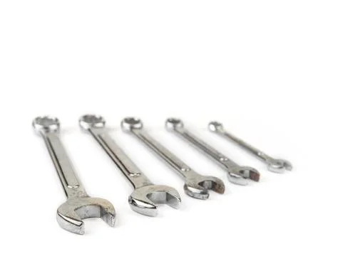 Set of wrenches on the white background Stock Photos