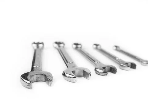 Set of wrenches on the white background Stock Photos