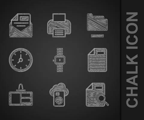 Set Wrist watch, Cloud database, Document with graph chart, File document イラスト素材