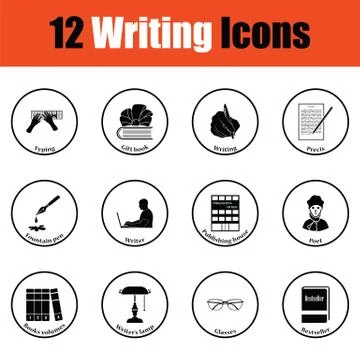 Set of writer icons Stock Illustration