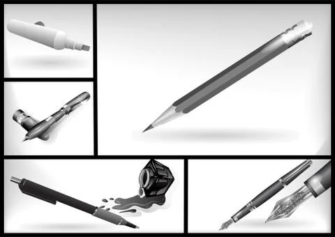 Set of writing accessories Stock Illustration