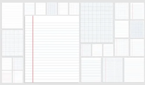 Set of writing squared paper and ruler - Vector Stock Illustration