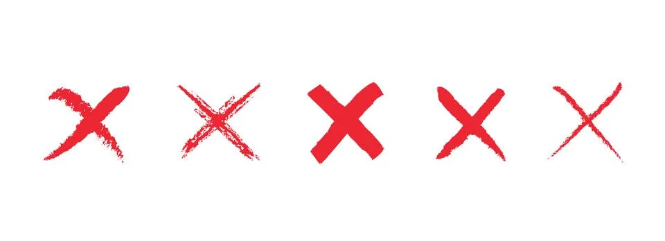 Set of the wrong incorrect, reject, false, ban, crossed out criss cross, x sign Stock Illustration