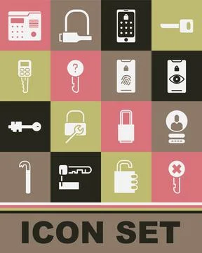 Set Wrong key, Create account screen, Eye scan, Mobile and graphic password Stock Illustration