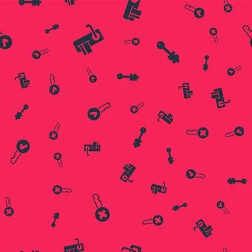 Set Wrong key, Digital door lock, Key and Old on seamless pattern. Vector Stock Illustration