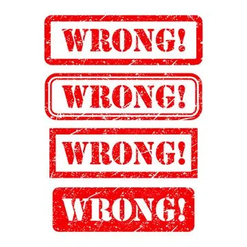 Set of Wrong stamp symbol, label sticker sign button, text banner vector illu Stock Illustration