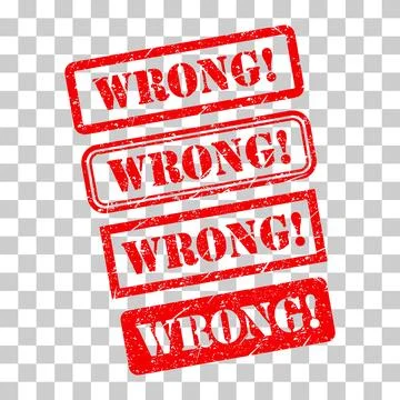 Set of Wrong stamp symbol, label sticker sign button, text banner vector illu Stock Illustration