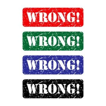 Set of Wrong stamp symbol, label sticker sign button, text banner vector illu Ilustração Stock