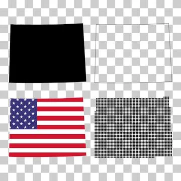 Set of Wyoming map shape, united states of america. Flat concept icon symbol Stock Illustration