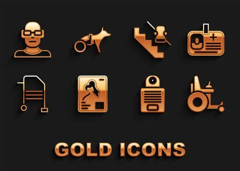 Set X-ray shots, Identification badge, Electric wheelchair, Intercom, Walker Illustrazione stock