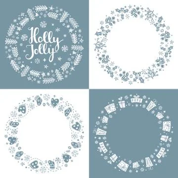 Set of Xmas greeting frames Stock Illustration