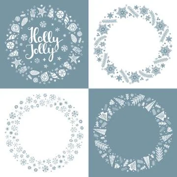 Set of Xmas greeting frames Stock Illustration