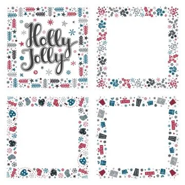 Set of Xmas greeting frames Stock Illustration