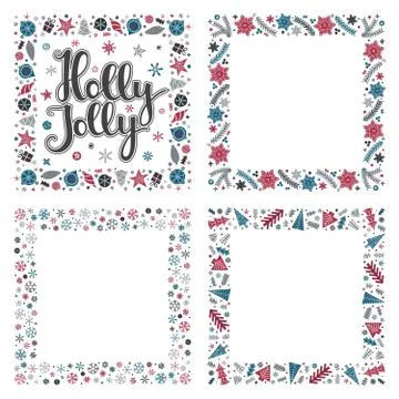 Set of Xmas greeting frames Stock Illustration