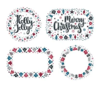 Set of Xmas greeting frames Stock Illustration
