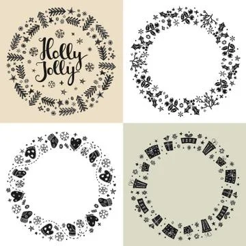Set of Xmas greeting frames イラスト素材