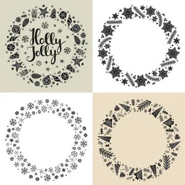Set of Xmas greeting frames Stock Illustration