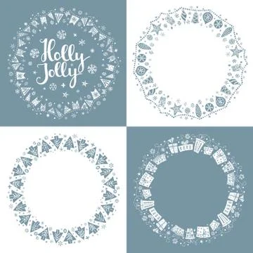 Set of Xmas greeting frames Stock Illustration