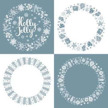 Set of Xmas greeting frames Stock Illustration