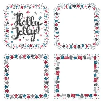Set of Xmas greeting frames Stock Illustration