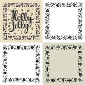 Set of Xmas greeting frames Stock Illustration