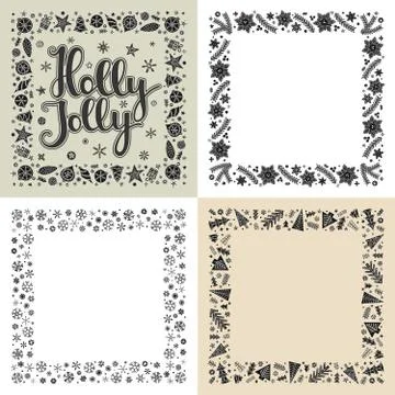Set of Xmas greeting frames Stock Illustration