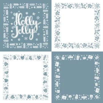 Set of Xmas greeting frames Stock Illustration