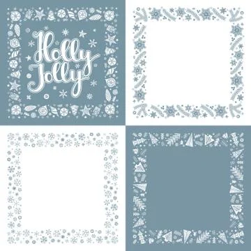 Set of Xmas greeting frames Stock Illustration