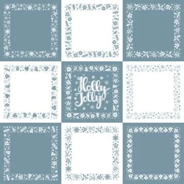Set of Xmas greeting frames Stock Illustration