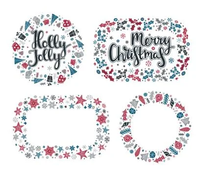 Set of Xmas greeting frames Stock Illustration