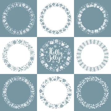 Set of Xmas greeting frames Stock Illustration