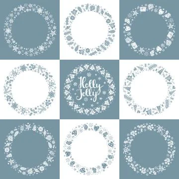 Set of Xmas greeting frames Stock Illustration