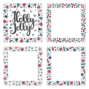 Set of Xmas greeting frames Stock Illustration