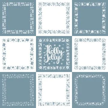 Set of Xmas greeting frames Stock Illustration