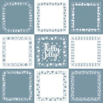 Set of Xmas greeting frames Stock Illustration