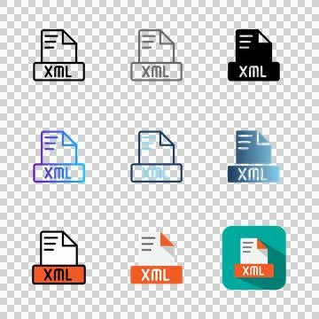 Set xml document format file icons. which is suitable for website, applications  Stock Illustration