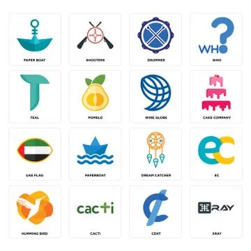 Set of xray, cent, humming bird, dream catcher, uae flag, wire globe, teal, d Free Stock Illustration