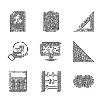 Set XYZ Coordinate system, Abacus, Mathematics sets and B, Triangle math Stock Illustration