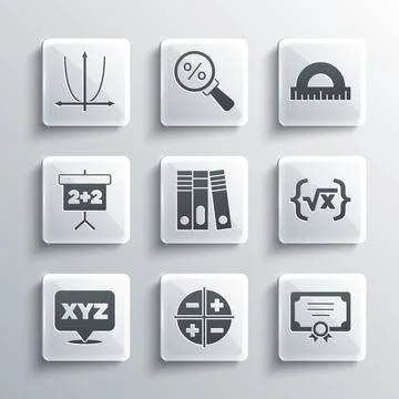 Set XYZ Coordinate system, Certificate template, Square root of x glyph, Office Stock Illustration